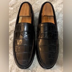 BRIONI Genuine Crocodile Black Penny Loafer Shoes 10 US $8150